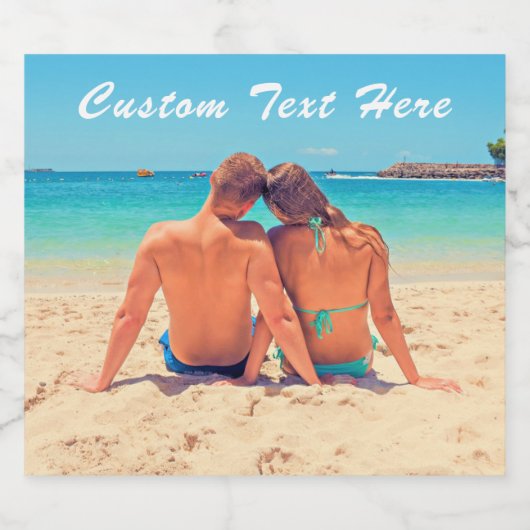 Aangepast uw foto fles etiketten Voorbeeld met tek (Enkel label)