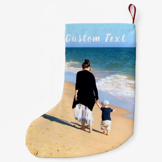 Aangepast uw foto Kerstmis kous tekst naam toevoeg Kleine Kerstsok (Achterkant)
