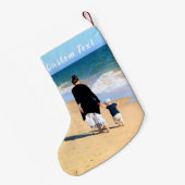 Aangepast uw foto Kerstmis kous tekst naam toevoeg Kleine Kerstsok (Achterkant (Hangend))