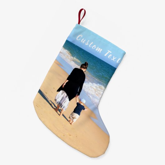 Aangepast uw foto Kerstmis kous tekst naam toevoeg Kleine Kerstsok (Voorkant (Hangend))