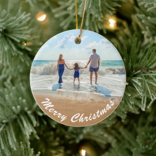 Aangepast uw foto Kerstmis ornament met tekst (Boom)