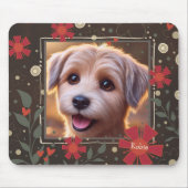 Aangepast uw foto naam Fun Brown Red Floral Muismat (Voorkant)