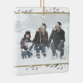 Aangepast uw foto, tekst en kleur, prettig kerstfe keramisch ornament (Rechts)