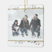 Aangepast uw foto, tekst en kleur, prettig kerstfe keramisch ornament (Links)