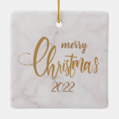 Aangepast uw foto, tekst en kleur, prettig kerstfe keramisch ornament (Achterkant)