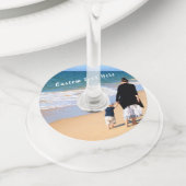 Aangepast uw Foto Wijnglas Label met Tekstnaam (Dichtbij)