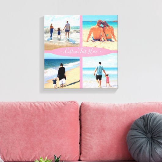 Aangepast uw Fotocollage Canvas Print met tekst (Insitu (Woonkamer))