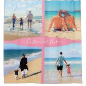 Aangepast uw fotocollage en tekst douchegordijn (Voorkant)