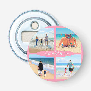 Aangepast uw Fotocollage Flesopener met Tekst Button Flesopener