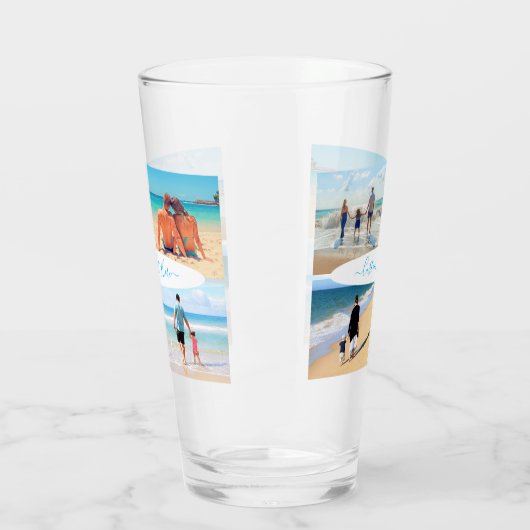 Aangepast uw Fotocollage Glas Gift met Tekst (Links)