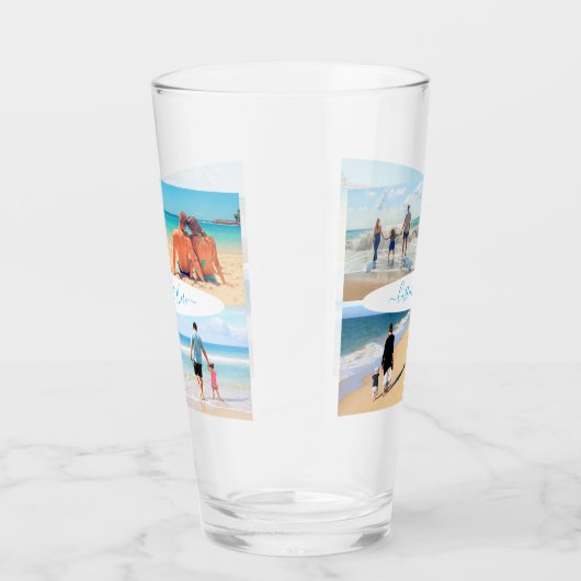 Aangepast uw Fotocollage Glas Gift met Tekst (Rechts)