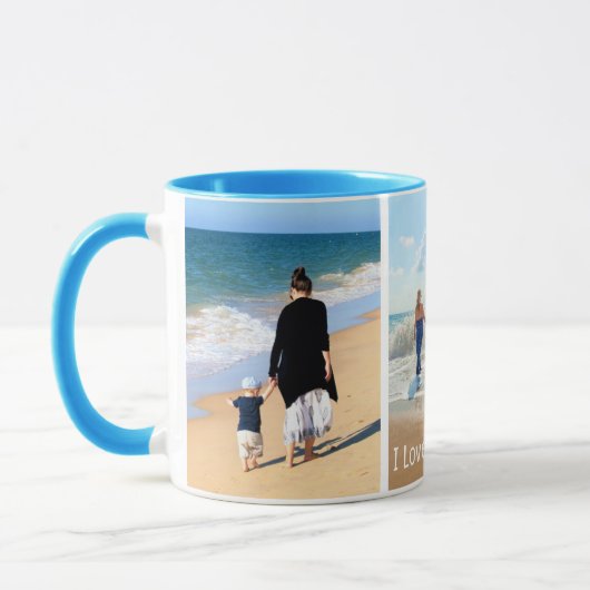 Aangepast uw fotocollage Mok cadeau met tekst (Links)