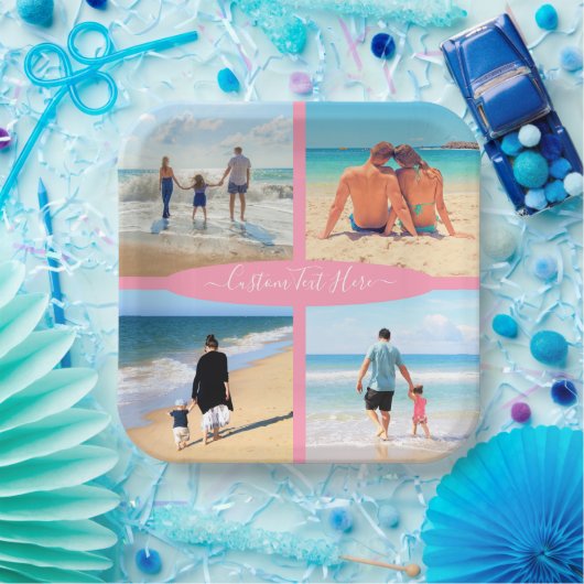 Aangepast uw fotocollage papieren Borden met tekst Papieren Bordje (Feest)