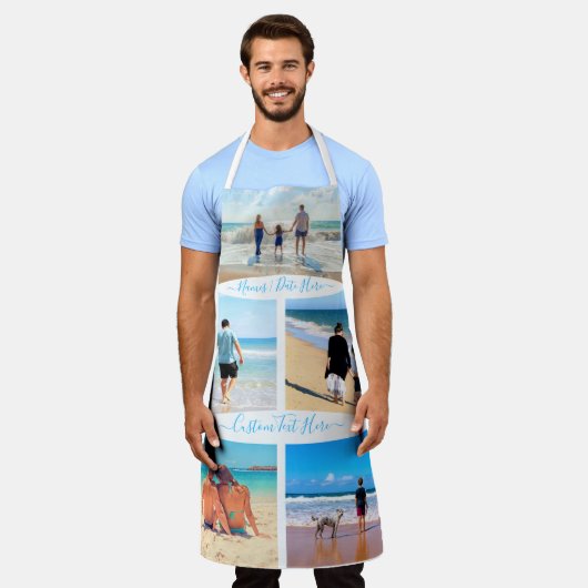 Aangepast uw fotocollage Schort met tekst (Gedragen)