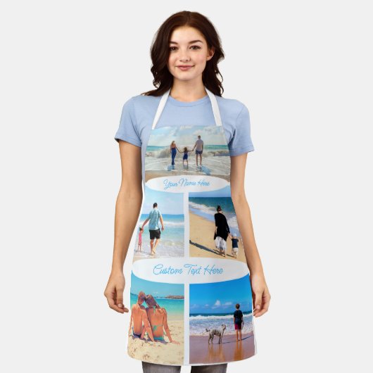 Aangepast uw fotocollage Schort met tekstnaam (Gedragen)