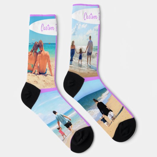 Aangepast uw fotocollage Sokken cadeau met tekst (Rechts)