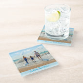 Aangepast uw fotoglas Onderzetter met tekst (Schuin)