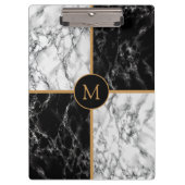 Aangepast Uw Letter Zwart Wit Marmeren Klembord (Voorkant)