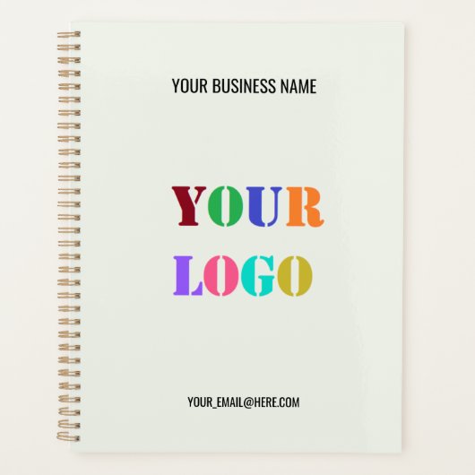 Aangepast uw Logo Business Name Text Info Planner (Voorkant)