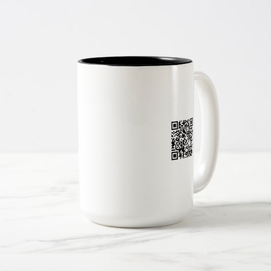 Aangepast uw Logo hier zwart wit QR CODE Tweekleurige Koffiemok (Voorkant rechts)