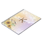Aangepast Uw Naam Elegante Zonnebloem Middelbare S Notitieboek (Linkerzijde)