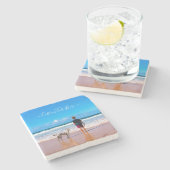 Aangepast uw Photo Stone Onderzetter met tekst (Zijkant)