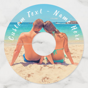 Aangepast uw Photo Wine Glass Label met tekst