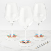 Aangepast uw Photo Wine Glass Label met tekst (Set)