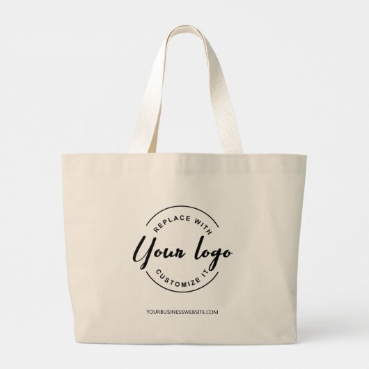 Aangepast uw zakelijke logo hier en website grote tote bag (Achterkant)