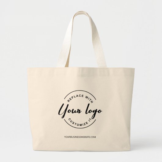 Aangepast uw zakelijke logo hier en website grote tote bag (Voorkant)