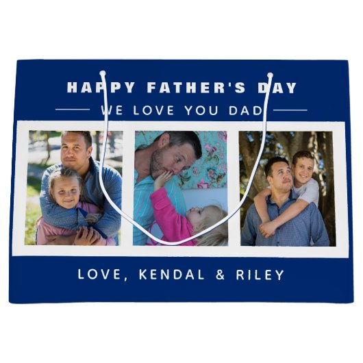 Aangepast vaderdag fotocollage groot cadeauzakje (Voorkant)