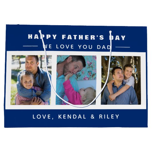 Aangepast vaderdag fotocollage groot cadeauzakje (Achterkant)