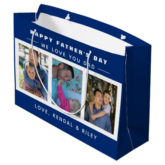 Aangepast vaderdag fotocollage groot cadeauzakje (Achterkant Gekanteld)