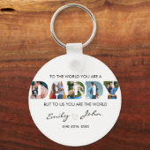 Aangepast Vaderdag fotocollage voor papa Sleutelhanger (Voorkant)