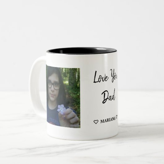 Aangepast Vaderdag fotocollage voor papa Tweekleurige Koffiemok (Voorkant links)