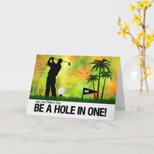 Aangepast Vaderdag-gat in één Golfthema Kaart (Gele Bloem)