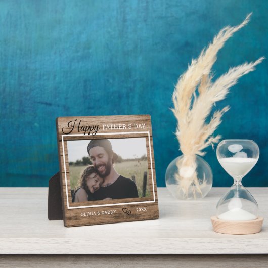 Aangepast Vaderdag Rustisch hout met fotoHappy Fotoplaat (Insitu)
