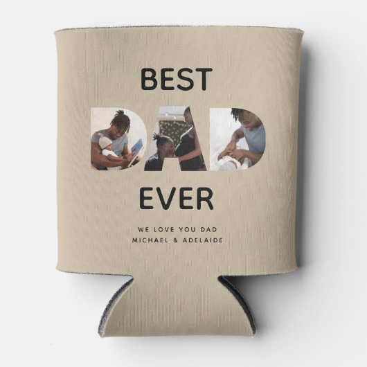 Aangepast vaders Dag Foto Collage Beste pap script Blikjeskoeler (Voorkant)