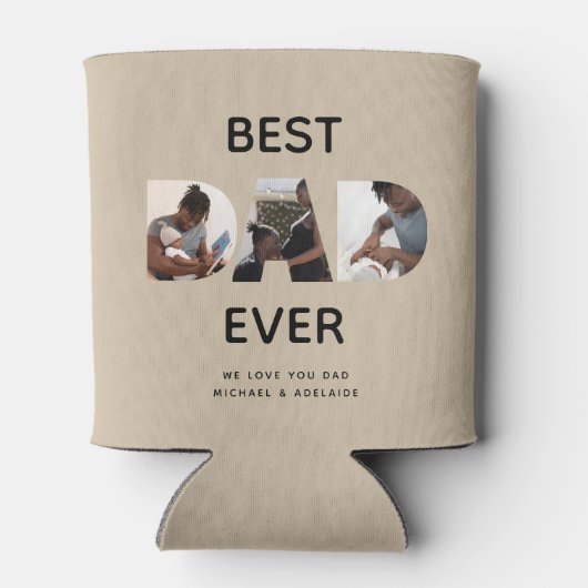 Aangepast vaders Dag Foto Collage Beste pap script Blikjeskoeler (Achterkant)