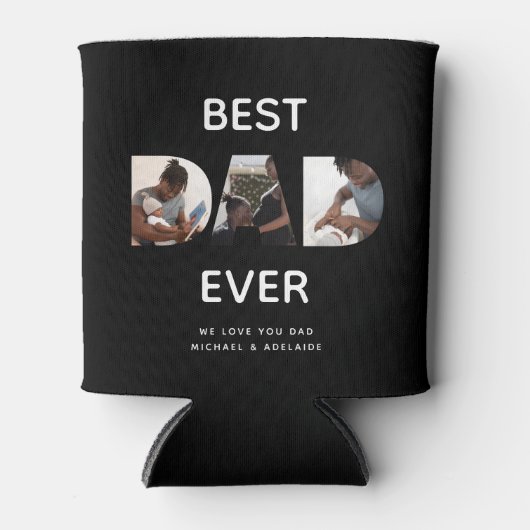 Aangepast vaders Dag Foto Collage Beste pap script Blikjeskoeler (Voorkant)