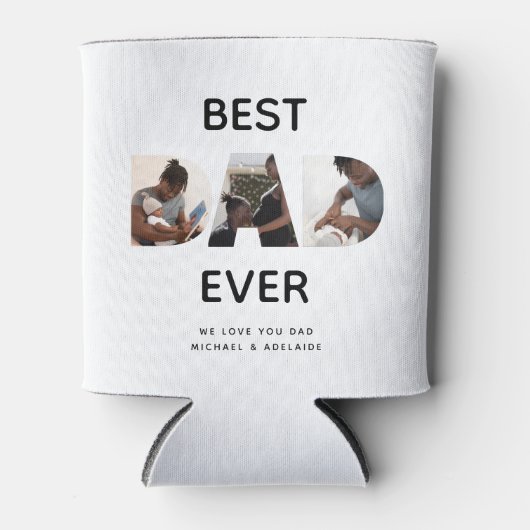 Aangepast vaders Dag Foto Collage Beste pap script Blikjeskoeler (Voorkant)