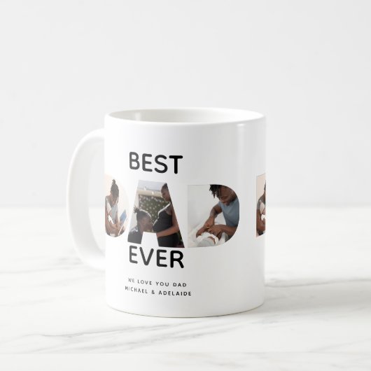 Aangepast vaders Dag Foto Collage Beste pap script Koffiemok (Voorkant links)