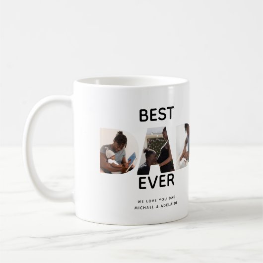 Aangepast vaders Dag Foto Collage Beste pap script Koffiemok (Links)