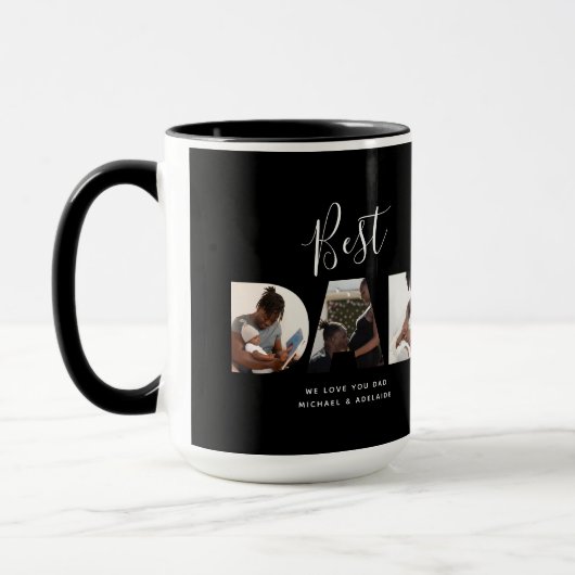 Aangepast vaders Dag Foto Collage Beste pap script Mok (Links)