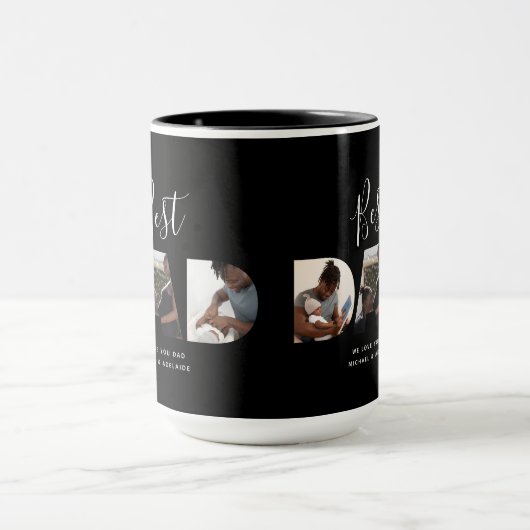 Aangepast vaders Dag Foto Collage Beste pap script Mok (Midden)