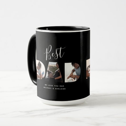 Aangepast vaders Dag Foto Collage Beste pap script Mok (Voorkant links)