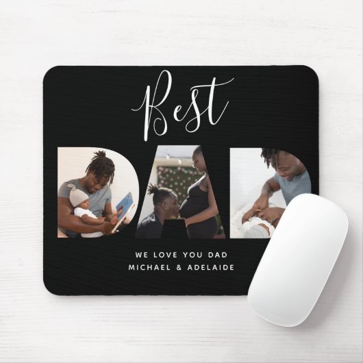 Aangepast vaders Dag Foto Collage Beste pap script Muismat (Met muis)