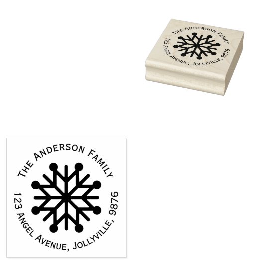 Aangepast vakantiesnowflake-adres rubberstempel (Gestempeld)