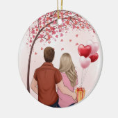 Aangepast Valentijnsdag voor Koppels Keramisch Ornament (Links)