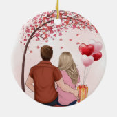 Aangepast Valentijnsdag voor Koppels Keramisch Ornament (Achterkant)